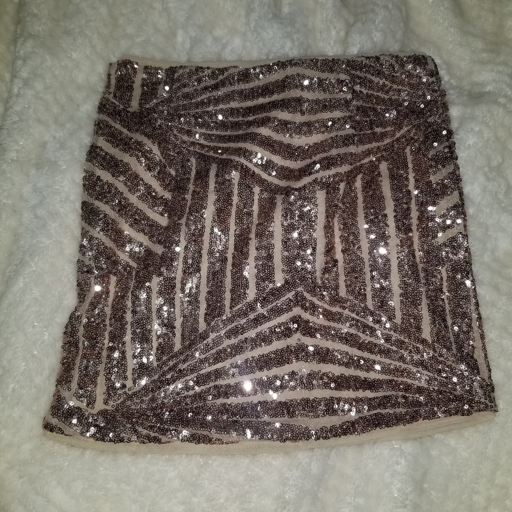 rose gold Sequin skirt NWOT